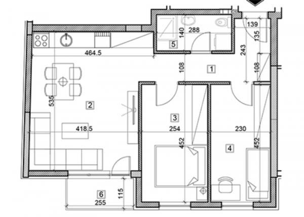 Slika 1 - Trosoban stan u lux izgradnji na Salajci.