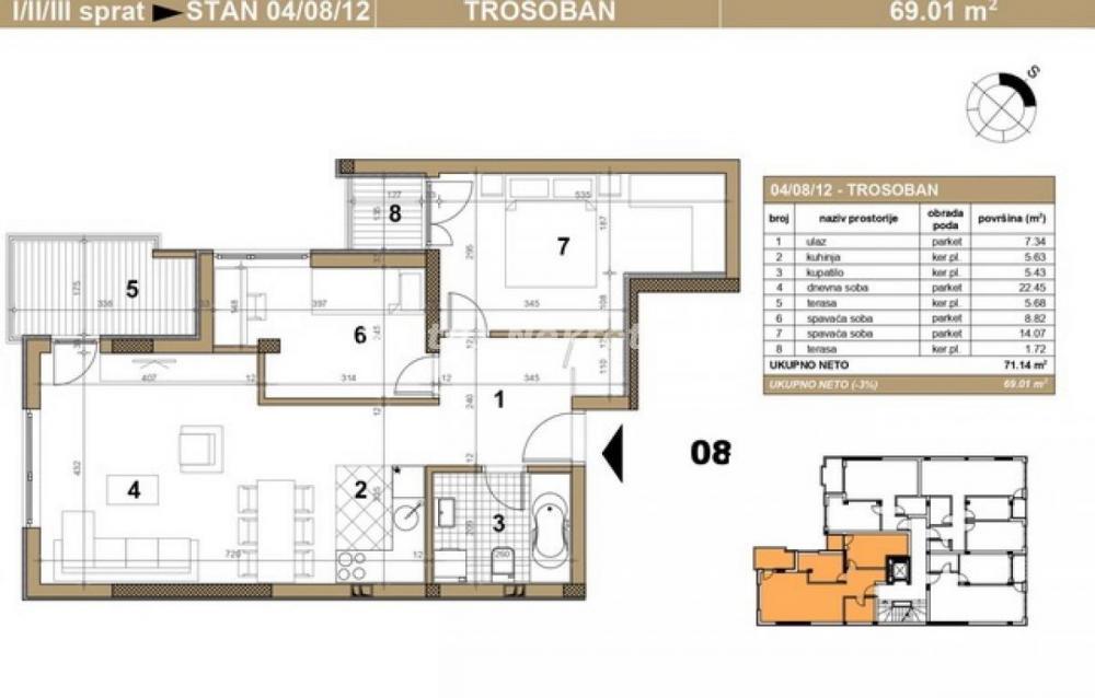 Glavna slika -Južni Telep-Trosoban stan 69 m2 u Izgradnji-povrat PDV-065/385 8880