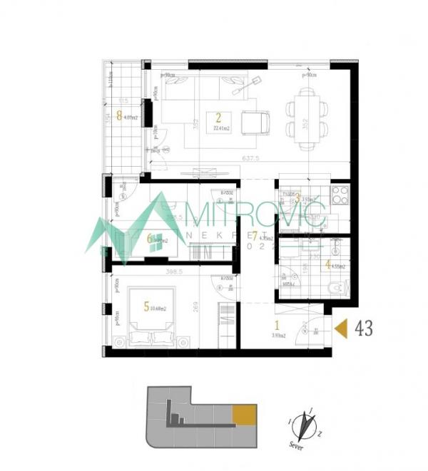 Slika 1 - Petrovaradin - Dvoiposoban stan, 62 m2 
