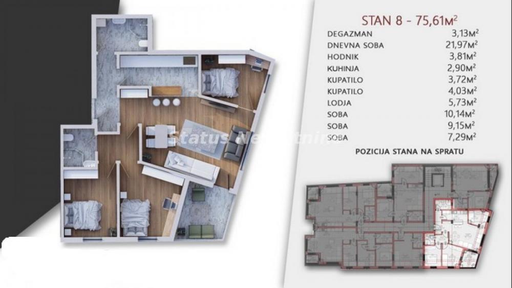 Slika 2 - Telep-Veliki Četvorosoban stan 77 m2-povraćaj PDV-a-065/385 8880