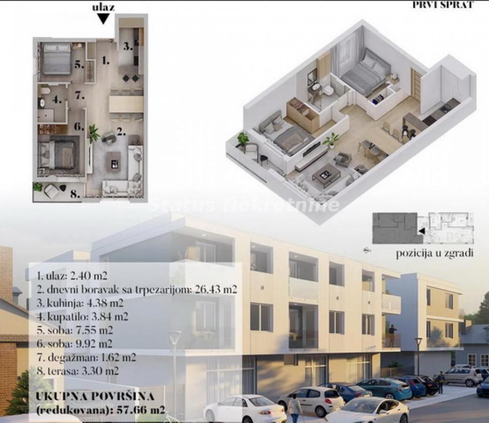 Glavna slika -Adice-Odličan Trosoban stan 58 m2 u Izgradnji-povrat PDV-065/385 8880