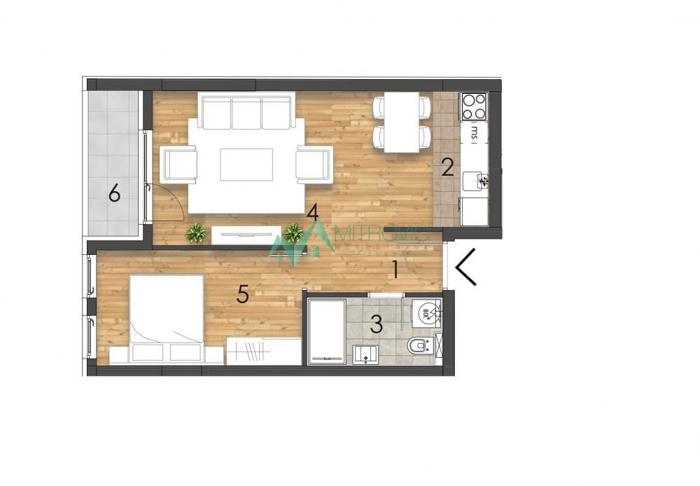 Glavna slika -Novi Sad, Telep- Jednoiposoban stan  u izgradnji 43m2 