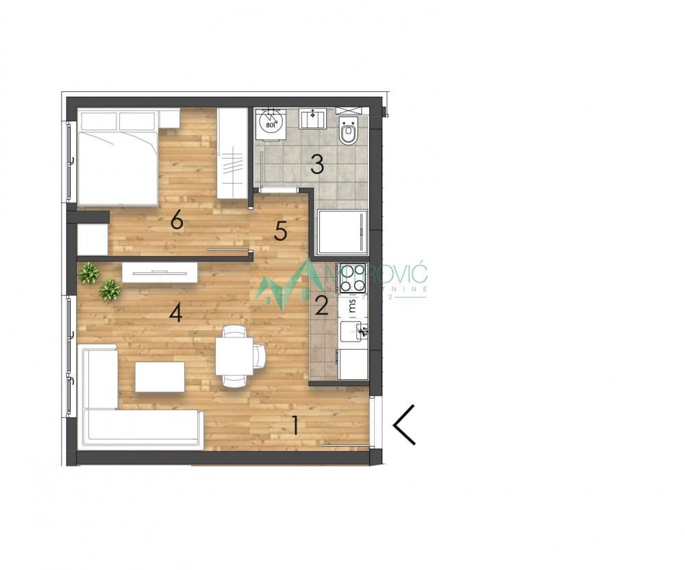 Glavna slika -Novi Sad, Telep- Jednoiposoban stan  u izgradnji 37m2 