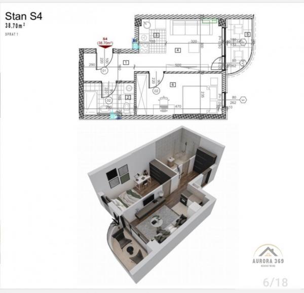 Glavna slika -NOVI SAD, TELEP, DVOSOBAN STAN U IZGRADNJI, 38m2