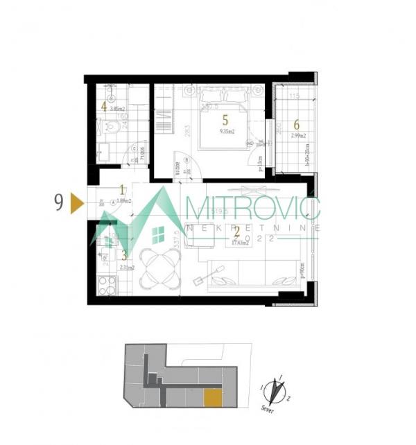Slika 1 - Petrovaradin - Jednoiposoban stan, 37 m2 