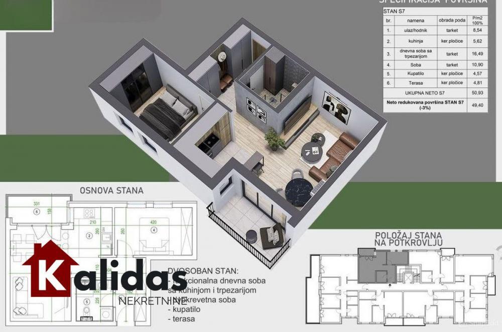 Glavna slika -Stan,PETROVARADIN,PETROVARADIN,kv: 49, € 99000, ID: 1007600