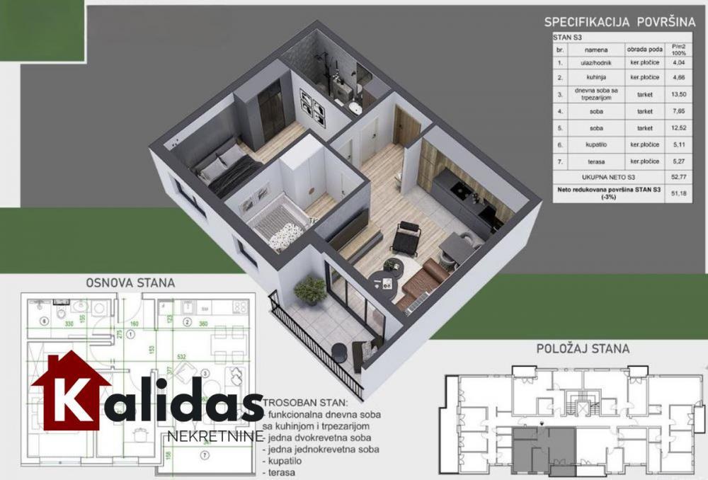 Glavna slika -Stan,PETROVARADIN,PETROVARADIN,kv: 51, € 113000, ID: 1007606