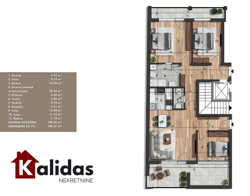 Glavna slika -Stan,NOVI SAD,TELEP,kv: 106, € 244490, ID: 1006189