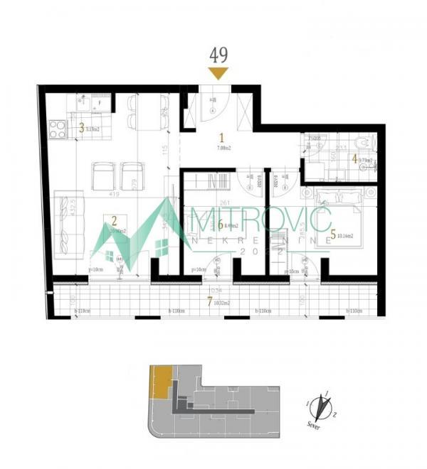 Glavna slika -Petrovaradin - Dvoiposoban stan, 62 m2 