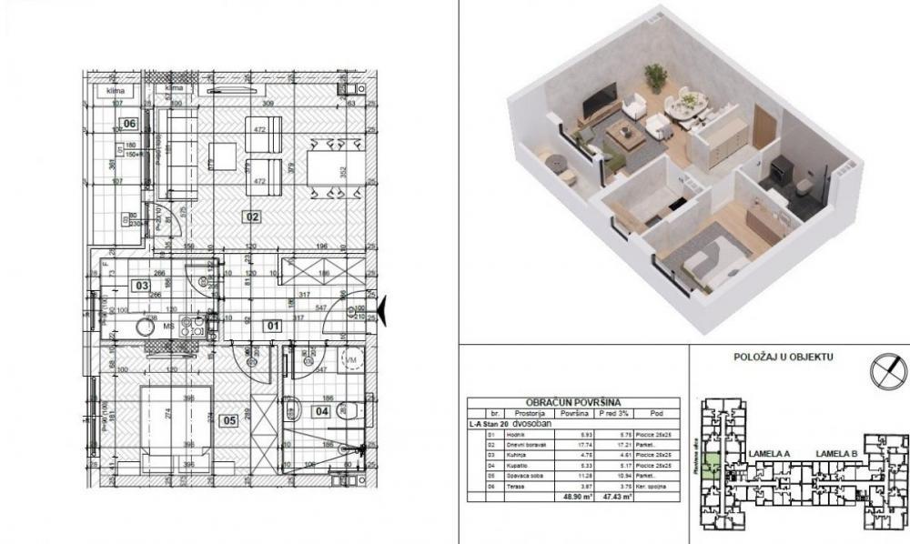 Glavna slika -Dva dvosobna stana u izgradnji na Telepu