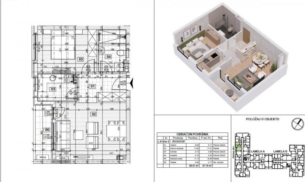 Slika 1 - Dva dvosobna stana u izgradnji na Telepu
