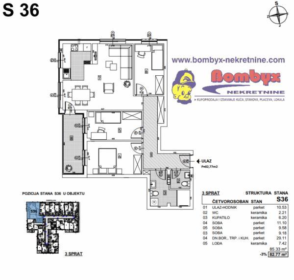 Glavna slika -Četvorosoban stan 83m u izgradnji Telep