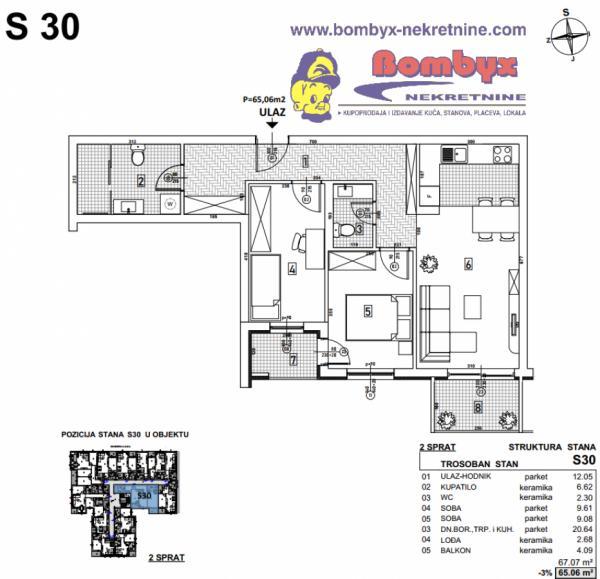 Glavna slika -Trosoban stan 65m Telep u izgradnji