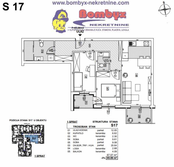 Glavna slika -Trosoban stan 65m u izgradnji Telep
