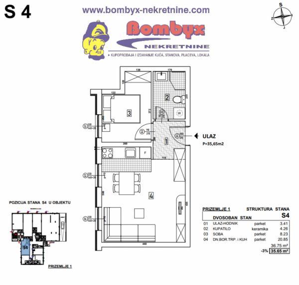 Glavna slika -Jednoiposoban stan 36m u izgradnji Telep