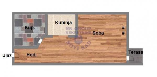 Slika 5 - Jednosoban, 25m2, Grbavica Novi Sad, sa terasom, ima lift