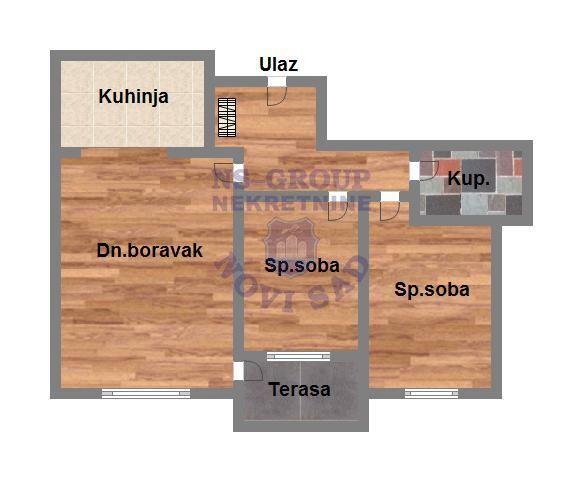 Glavna slika -Dvoiposoban, 57m2, Podbara Novi Sad, sa terasom, ima lift