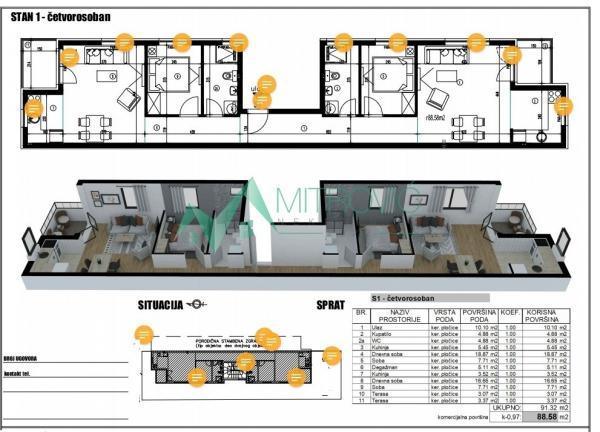 Glavna slika -Četvorosoban, 89m2, Adice Novi Sad, sa terasom, sa parkingom