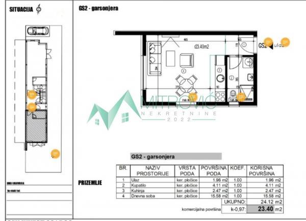 Glavna slika -Jednosoban, 24m2, Adice Novi Sad, sa parkingom