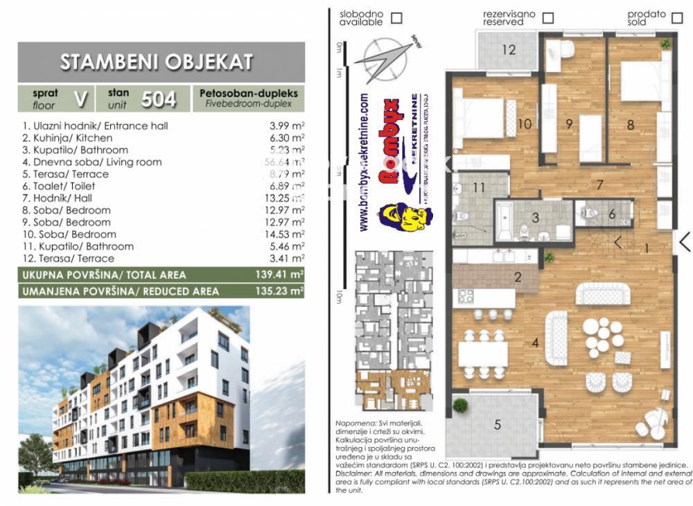 Glavna slika -Četvorosoban 135m Penthaus 300m terasa u izgradni Liman V