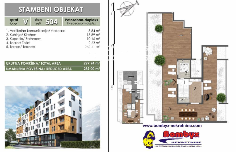 Slika 1 - Četvorosoban 135m Penthaus 300m terasa u izgradni Liman V