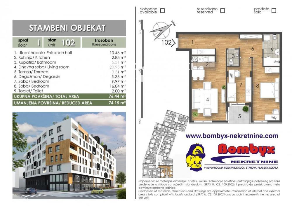 Slika 7 - Trosobni stanovi 52m, 61m, 65m,69m, 74m u izgradnji Liman V