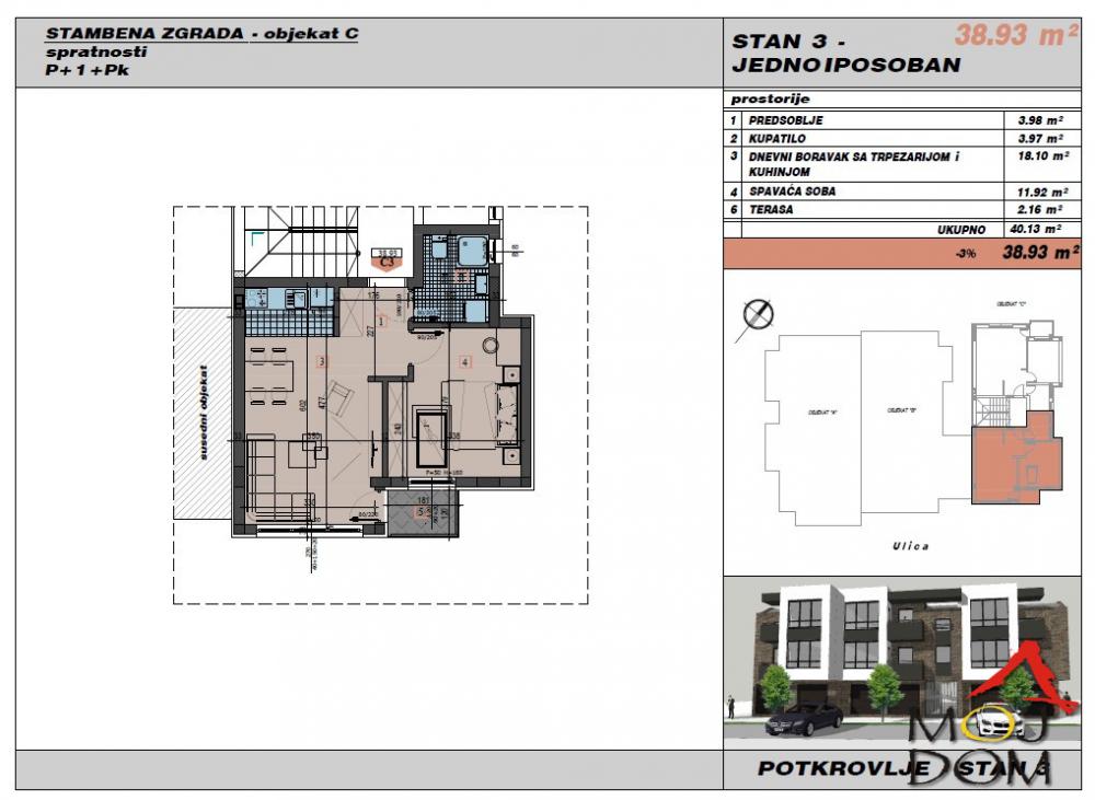 Slika 1 - Stan,NOVI SAD,ADICE,kv: 39, € 86200, ID: 1030754