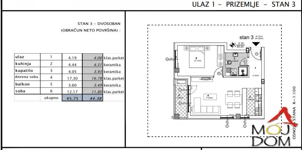 Glavna slika -Stan,NOVI SAD,TELEP,kv: 44, € 114300, ID: 1030409