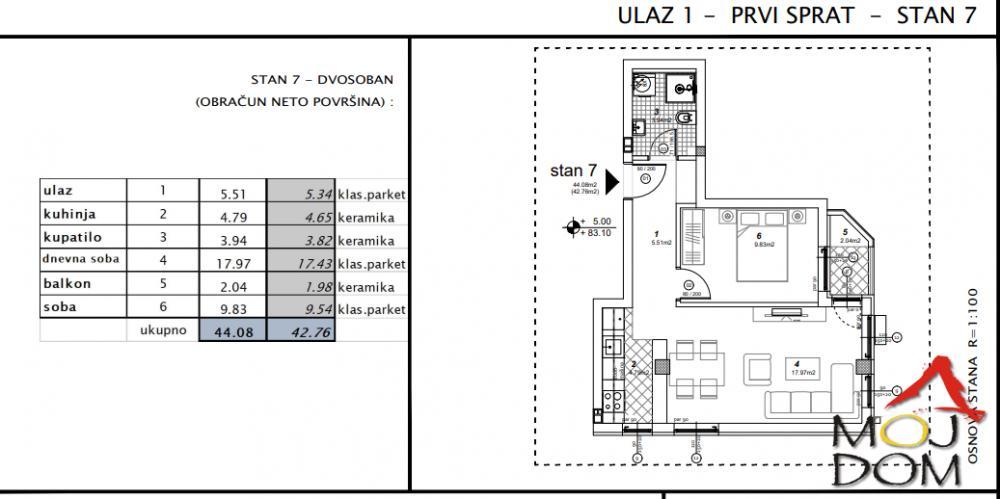 Glavna slika -Stan,NOVI SAD,TELEP,kv: 43, € 110100, ID: 1030413