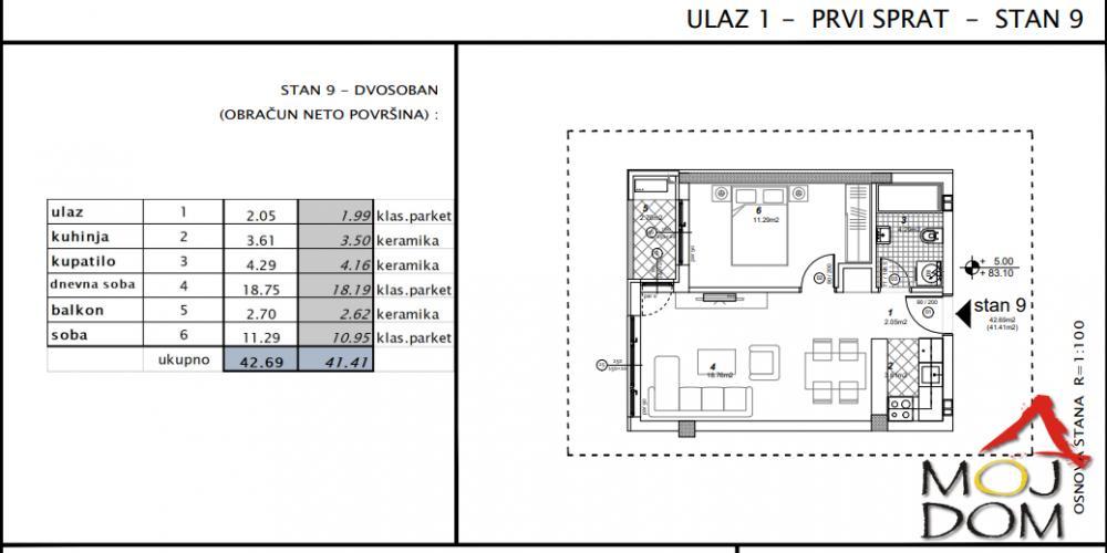 Glavna slika -Stan,NOVI SAD,TELEP,kv: 41, € 106650, ID: 1030415