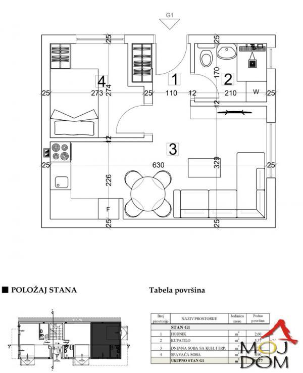 Glavna slika -Stan,NOVI SAD,ADICE,kv: 32, € 52500, ID: 1030058