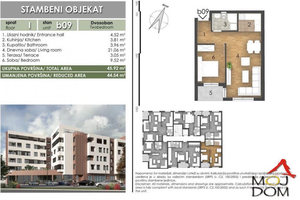 Glavna slika -Stan,NOVI SAD,SOMBORSKI BULEVAR,kv: 45, € 122350, ID: 1027910