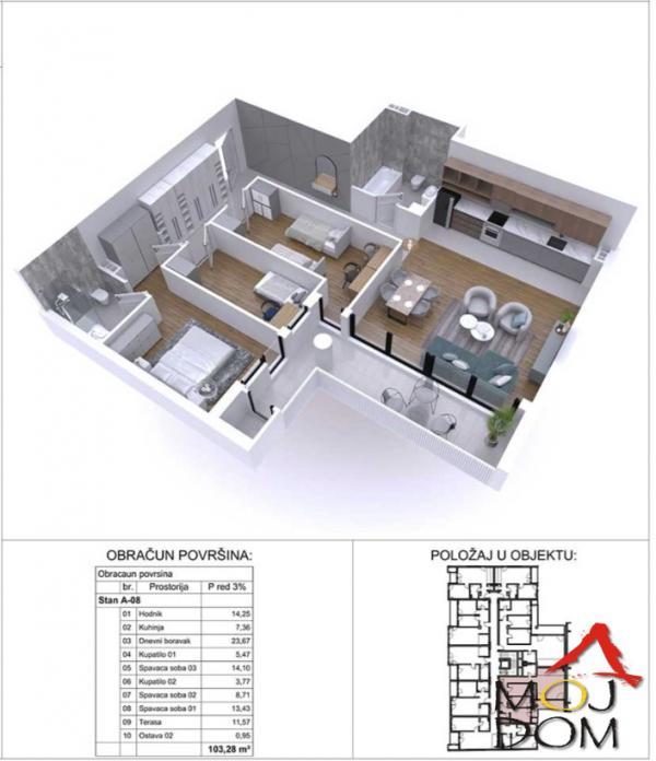 Glavna slika -Stan,NOVI SAD,PODBARA,kv: 103, € 350100, ID: 1029865