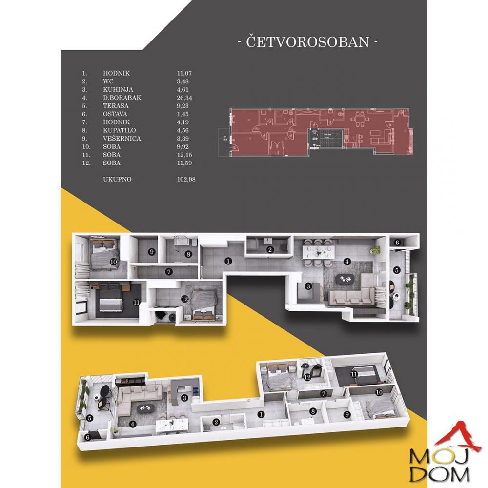 Slika 2 - Stan,NOVI SAD,SEVERNI TELEP,kv: 103, € 250850, ID: 1028802