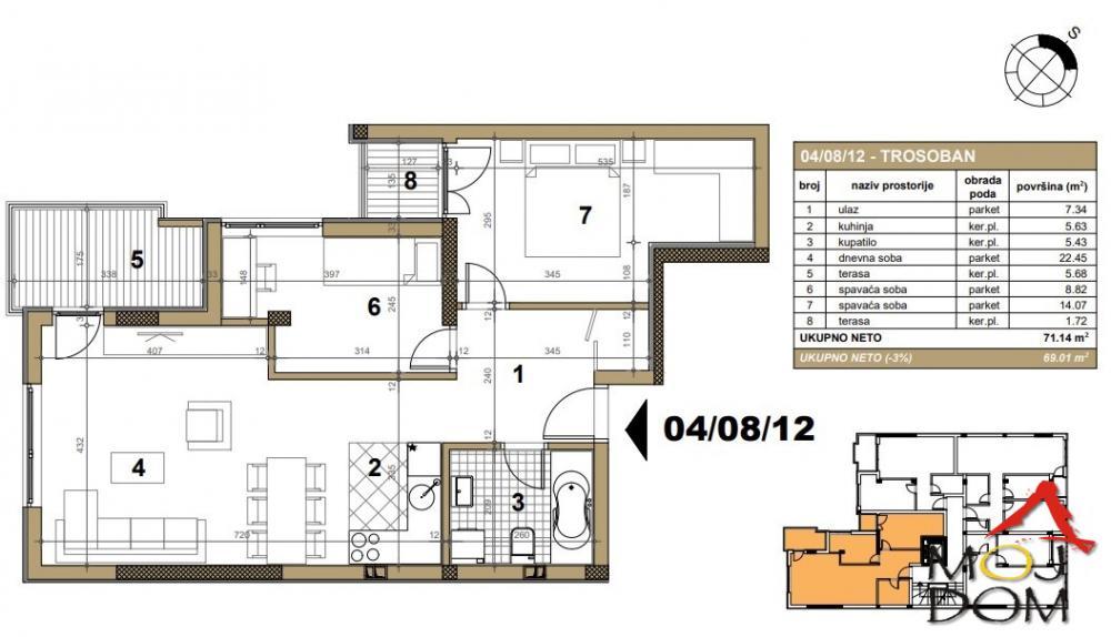 Glavna slika -Stan,NOVI SAD,TELEP,kv: 69, € 177700, ID: 1028221