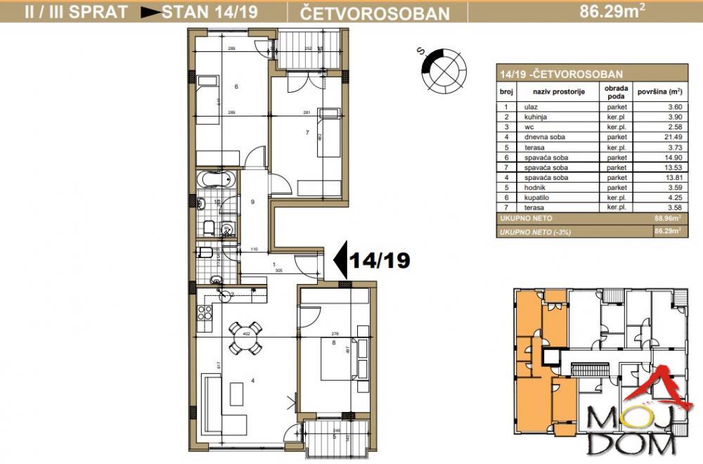 Glavna slika -Stan,NOVI SAD,TELEP,kv: 89, € 219900, ID: 1028180