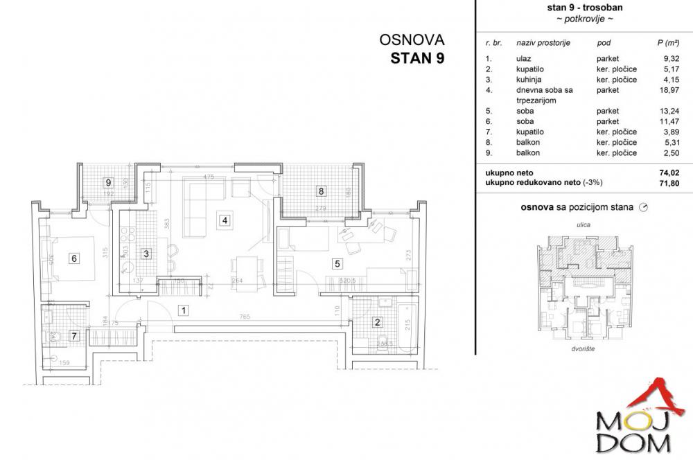Slika 6 - Stan,NOVI SAD,GRBAVICA,kv: 72, € 256260, ID: 1030828