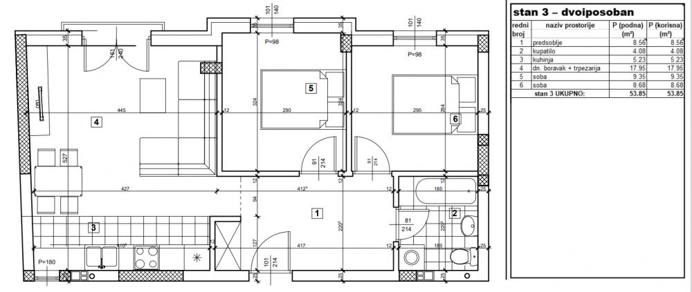 Slika 8 - Stan,NOVI SAD,PETROVARADIN,kv: 53.00, € 123600, ID: 1058690