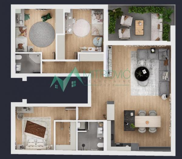 Glavna slika -Novi Sad, Telep - Četvorosoban stan 112 m2 sa dva parking mesta 