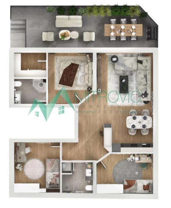 Glavna slika -Novi Sad, Telep - Četvorosoban stan 72 m2 sa dva parking mesta i dvorištem od 25m2 