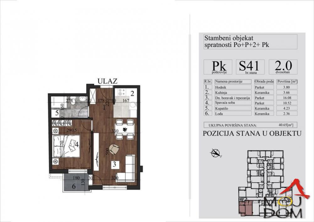 Glavna slika -Stan,NOVI SAD,GRBAVICA,kv: 41, € 144450, ID: 1031025