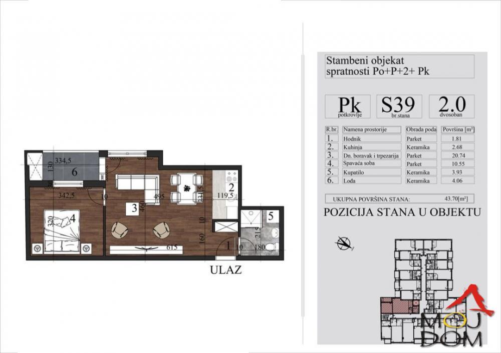 Glavna slika -Stan,NOVI SAD,GRBAVICA,kv: 44, € 144050, ID: 1031024
