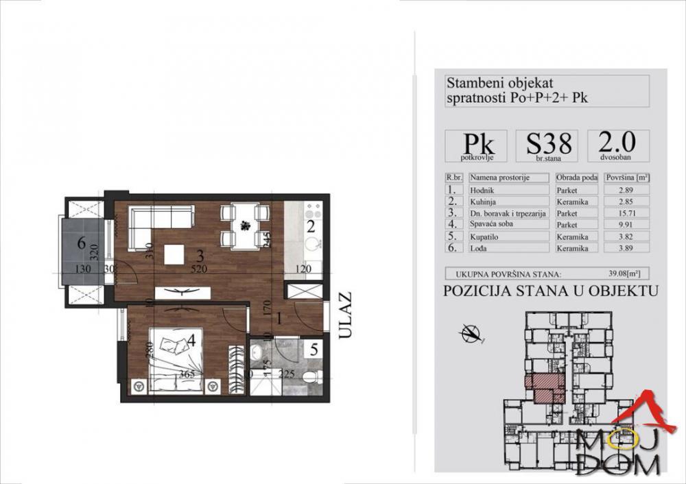 Glavna slika -Stan,NOVI SAD,GRBAVICA,kv: 39, € 136850, ID: 1031023