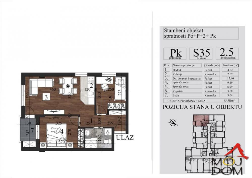 Glavna slika -Stan,NOVI SAD,GRBAVICA,kv: 46, € 161700, ID: 1031019