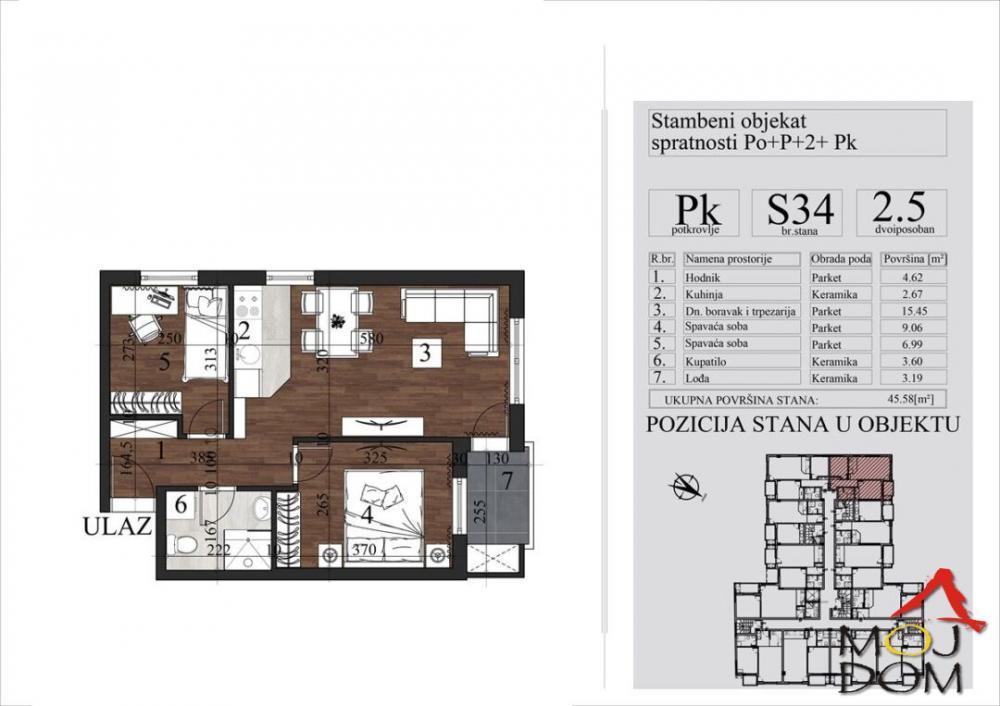 Glavna slika -Stan,NOVI SAD,GRBAVICA,kv: 46, € 161950, ID: 1031018