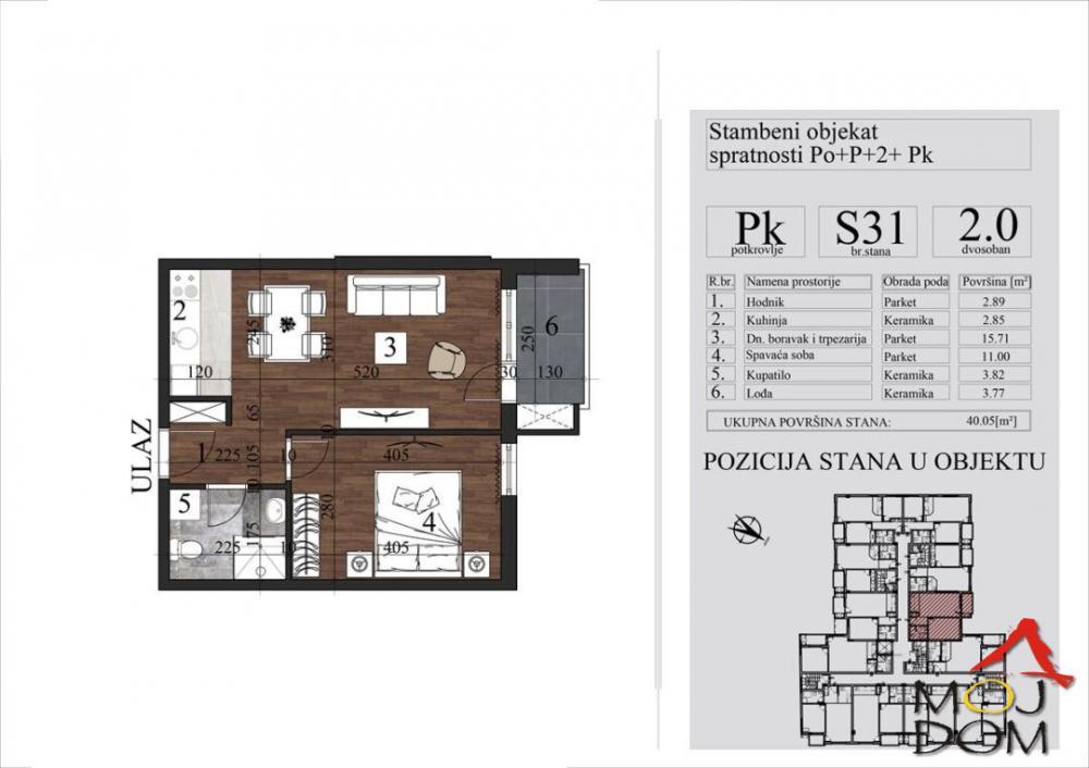 Glavna slika -Stan,NOVI SAD,GRBAVICA,kv: 40, € 140250, ID: 1031013