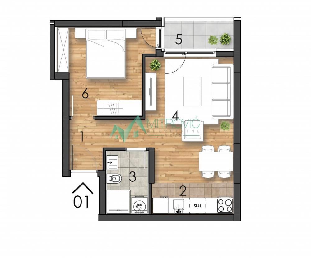 Glavna slika -Novi Sad - Moderan stan 41 m² u izgradnji u prestižnom kompleksu 