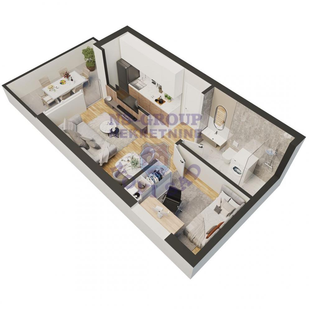 Glavna slika -Jednoiposoban, 27m2 Adice