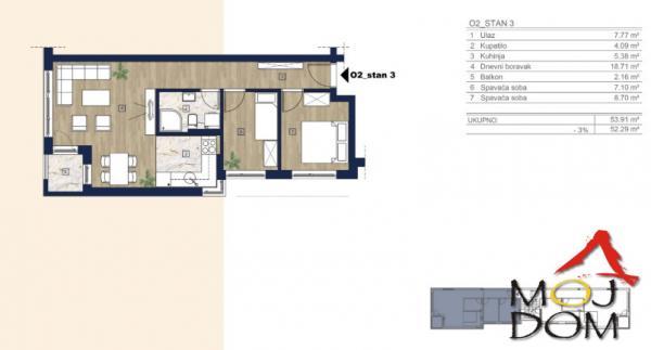 Glavna slika -Stan,NOVI SAD,ADICE,kv: 52, € 115500, ID: 1031077