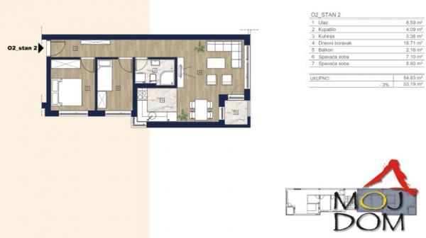 Glavna slika -Stan,NOVI SAD,ADICE,kv: 53, € 117500, ID: 1031076